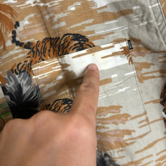 Vtg rusty mens cotton button down tiger all over print casual retro shirt size L - Picture 5 of 12